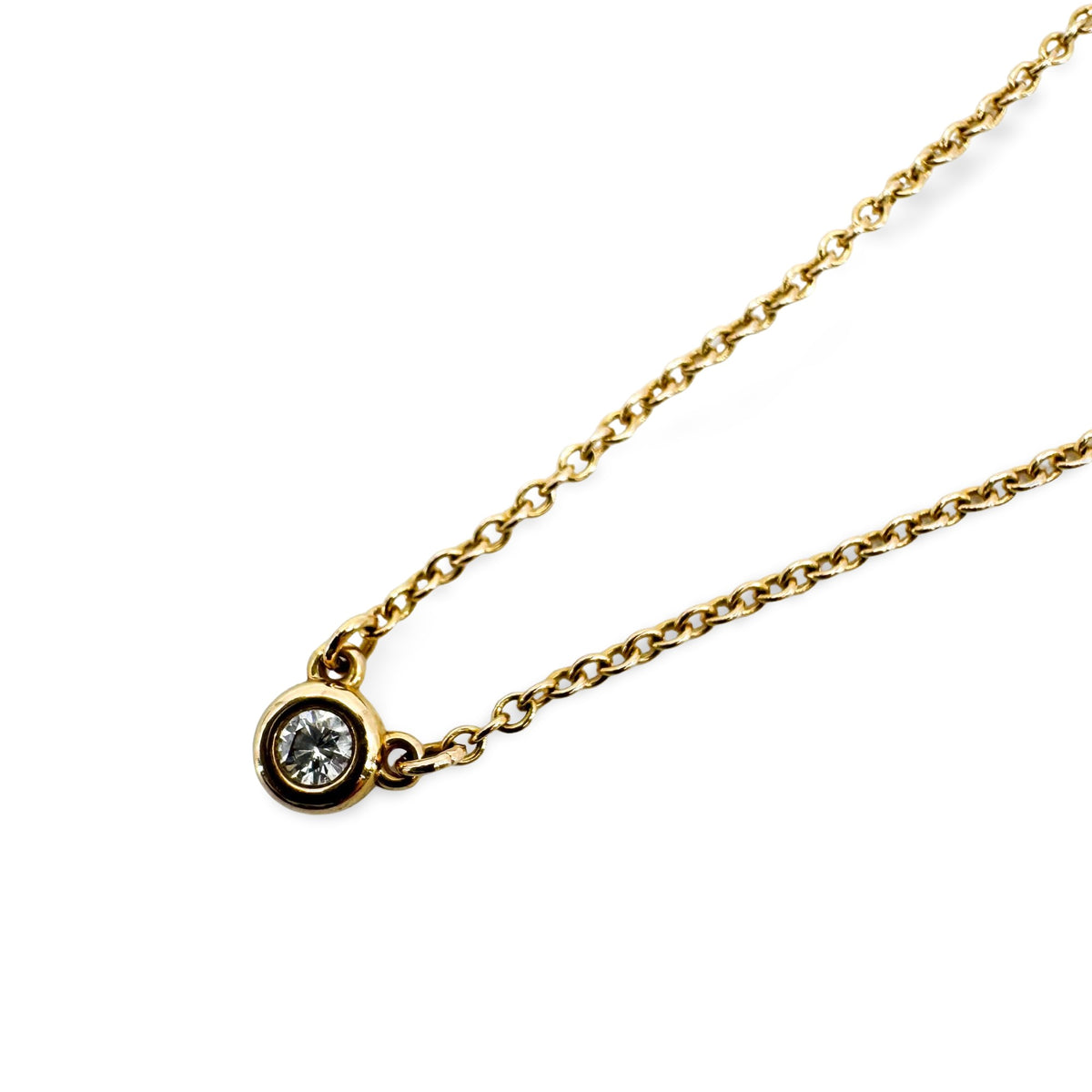 Tiffany & Co. Elsa Peretti Diamonds By The Yard Pendant 18K Yellow Gold With Diamond Gold Yellow_Gold Necklace Jewelry (Pre-Owned)