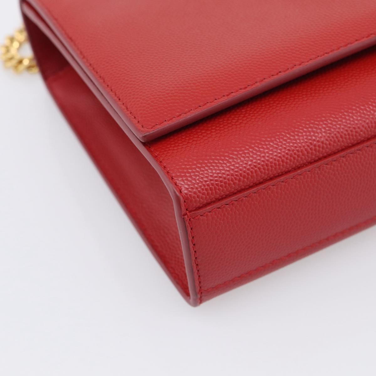 Saint Laurent Classic Monogram Flap Chain Leather Red Leather Crossbody Bag Bag (Pre-Owned)