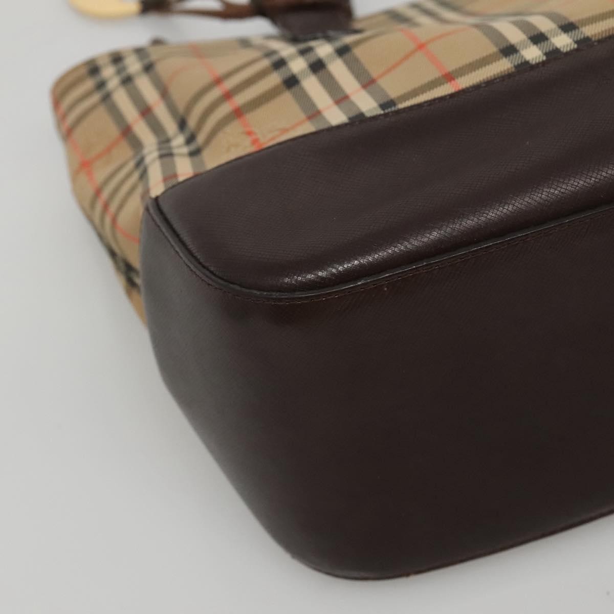 Burberry Nova Check Tote Canvas Check Pattern Beige Canvas Handbag (Pre-Owned)