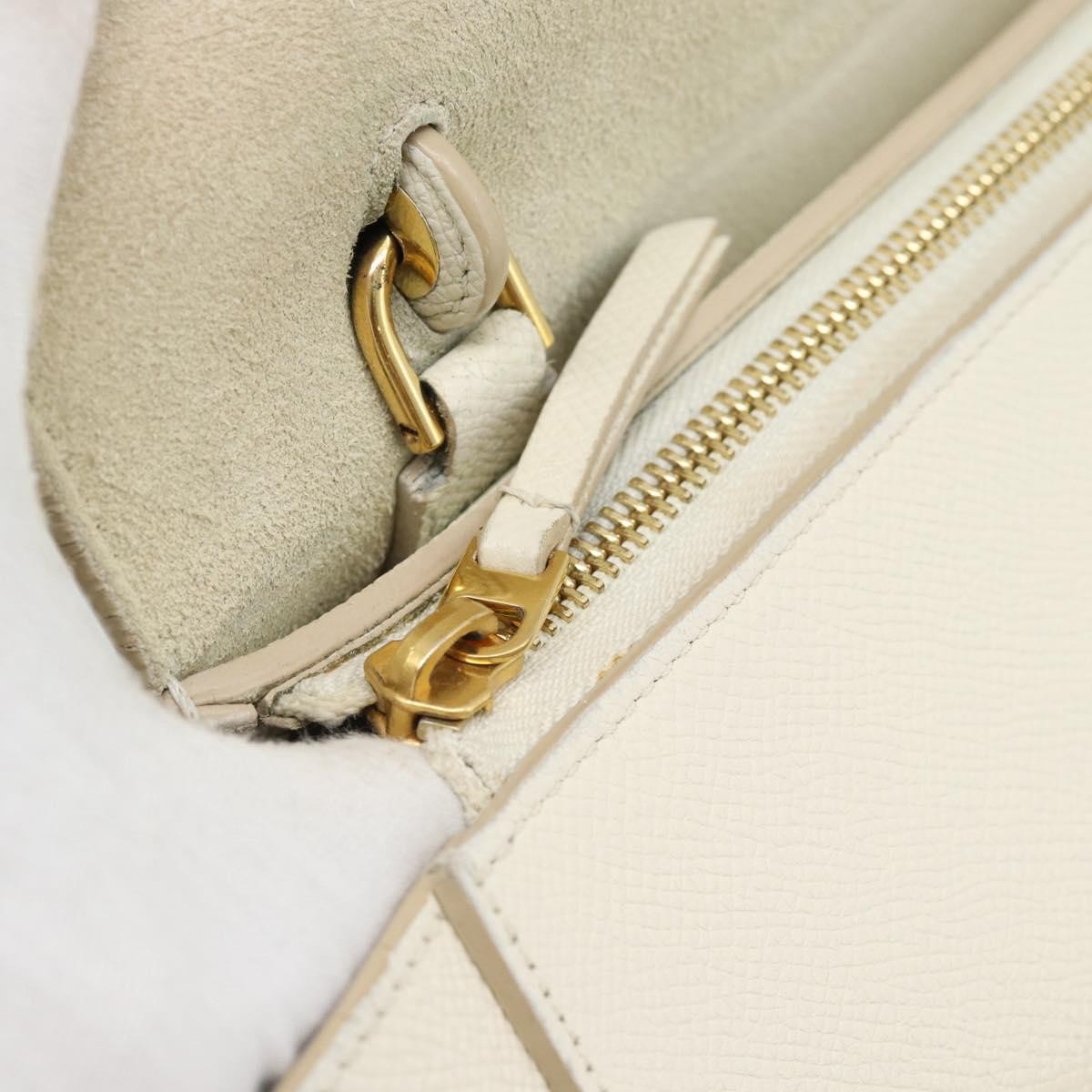 Celine Belt Textured Leather White Leather Handbag (Pre-Owned)