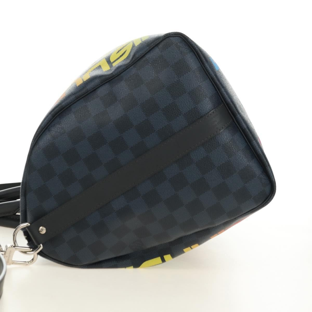 Louis Vuitton Keepall Bandouliere Limited Edition Damier Cobalt Jungle Blue Canvas Travel Bag Bag (Pre-Owned)