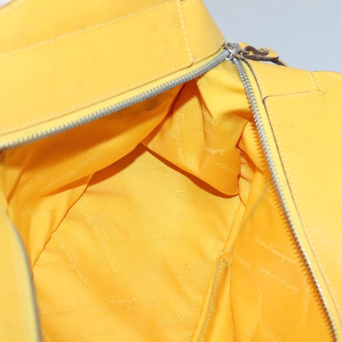 Salvatore Ferragamo Gancini Canvas And Leather Yellow Canvas Handbag (Pre-Owned)