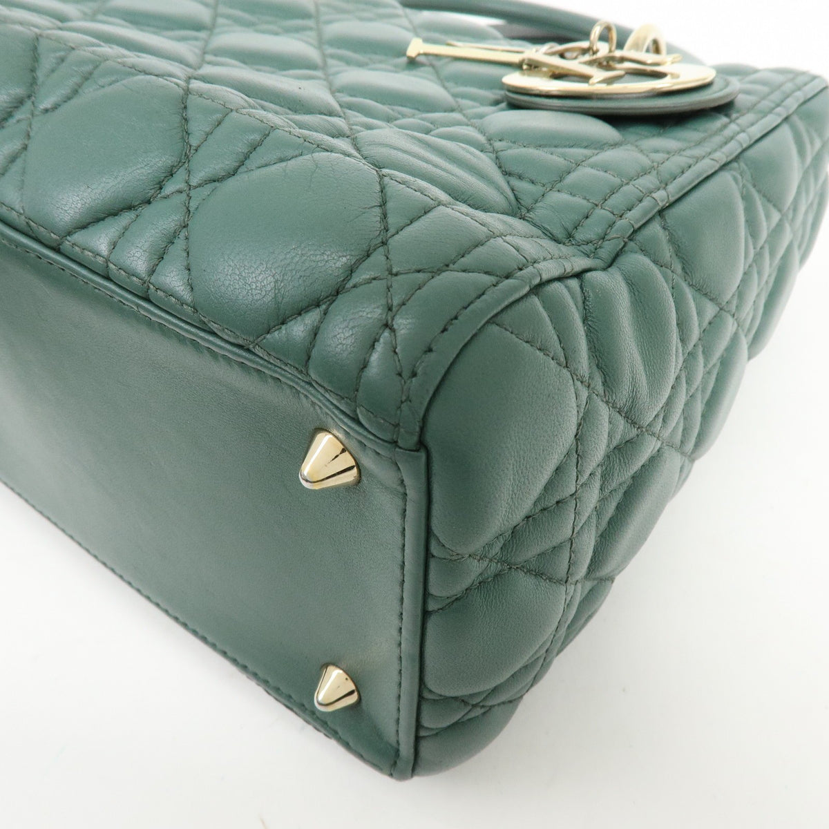Christian Dior Lady Dior Green Leather Handbag (Pre-Owned)