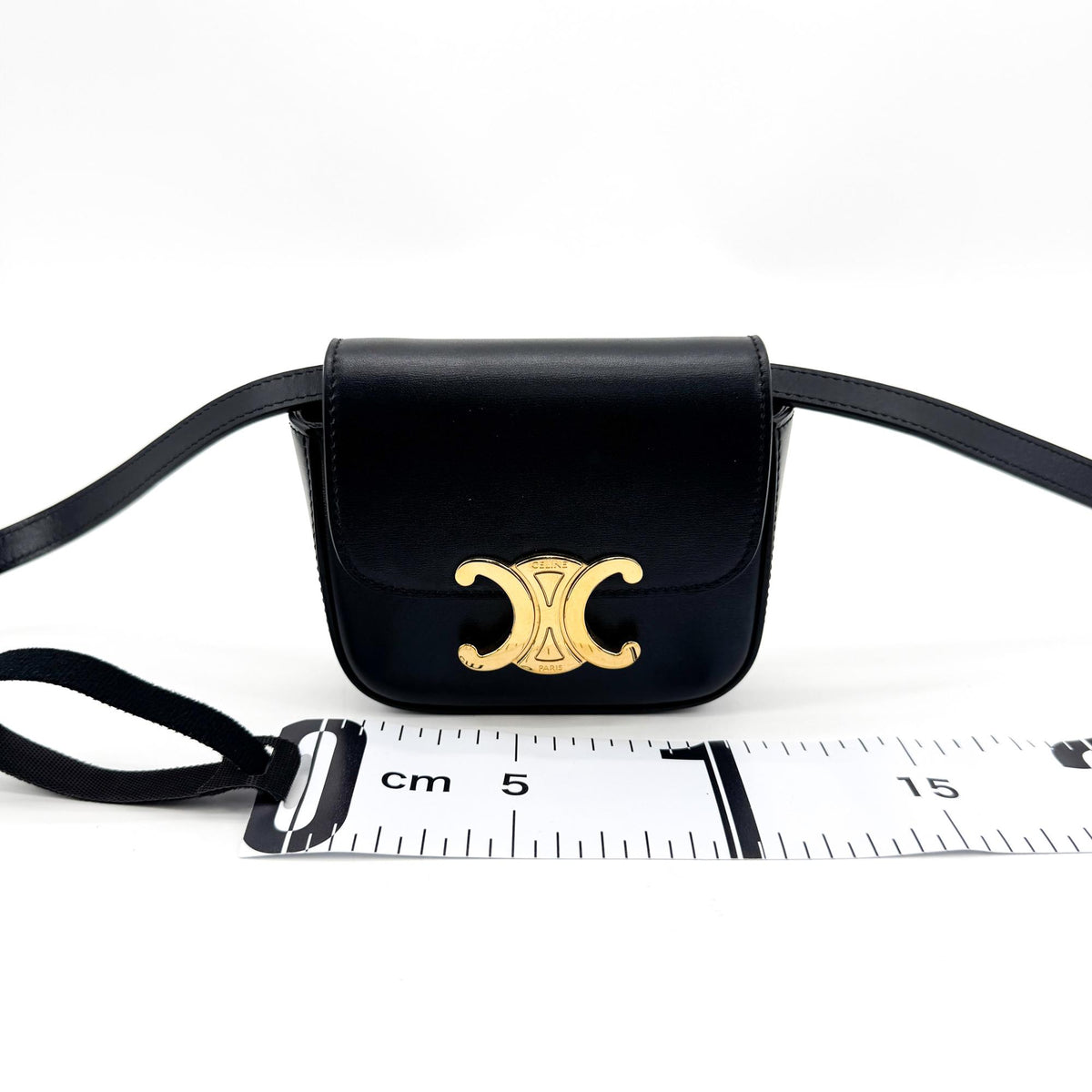 Celine Triomphe Triomphe Coated Canvas Black Leather Shoulder Bag Bag (Pre-Owned)