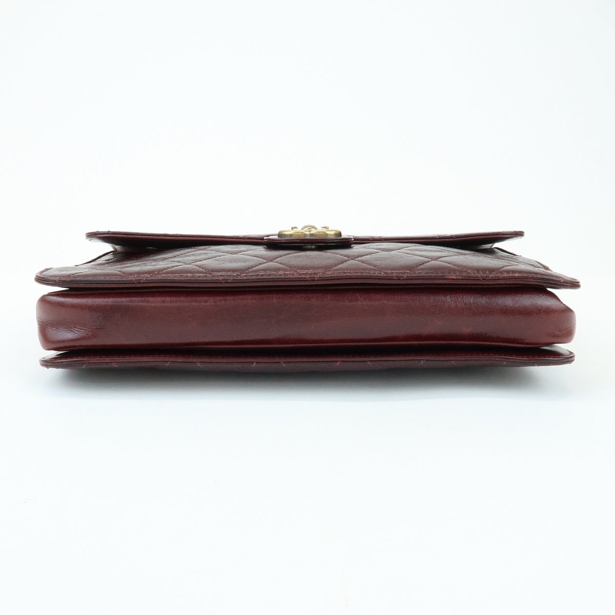 Chanel Perfect Edge Flap Quilted Glazed Calfskin Burgundy Leather Handbag (Pre-Owned)