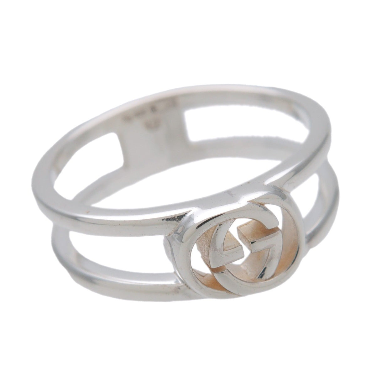 Gucci Interlocking G Flower Band Sterling Silver Silver Silver Ring Jewelry (Pre-Owned)