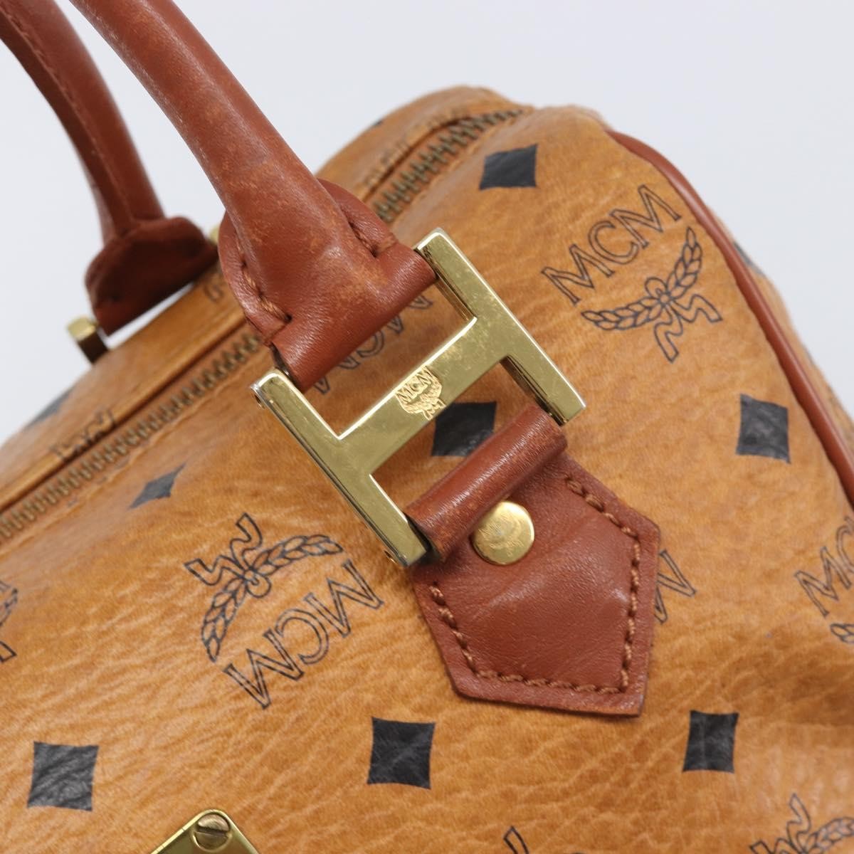 MCM Visetos Logogramme Leather Brown Leather Handbag (Pre-Owned)