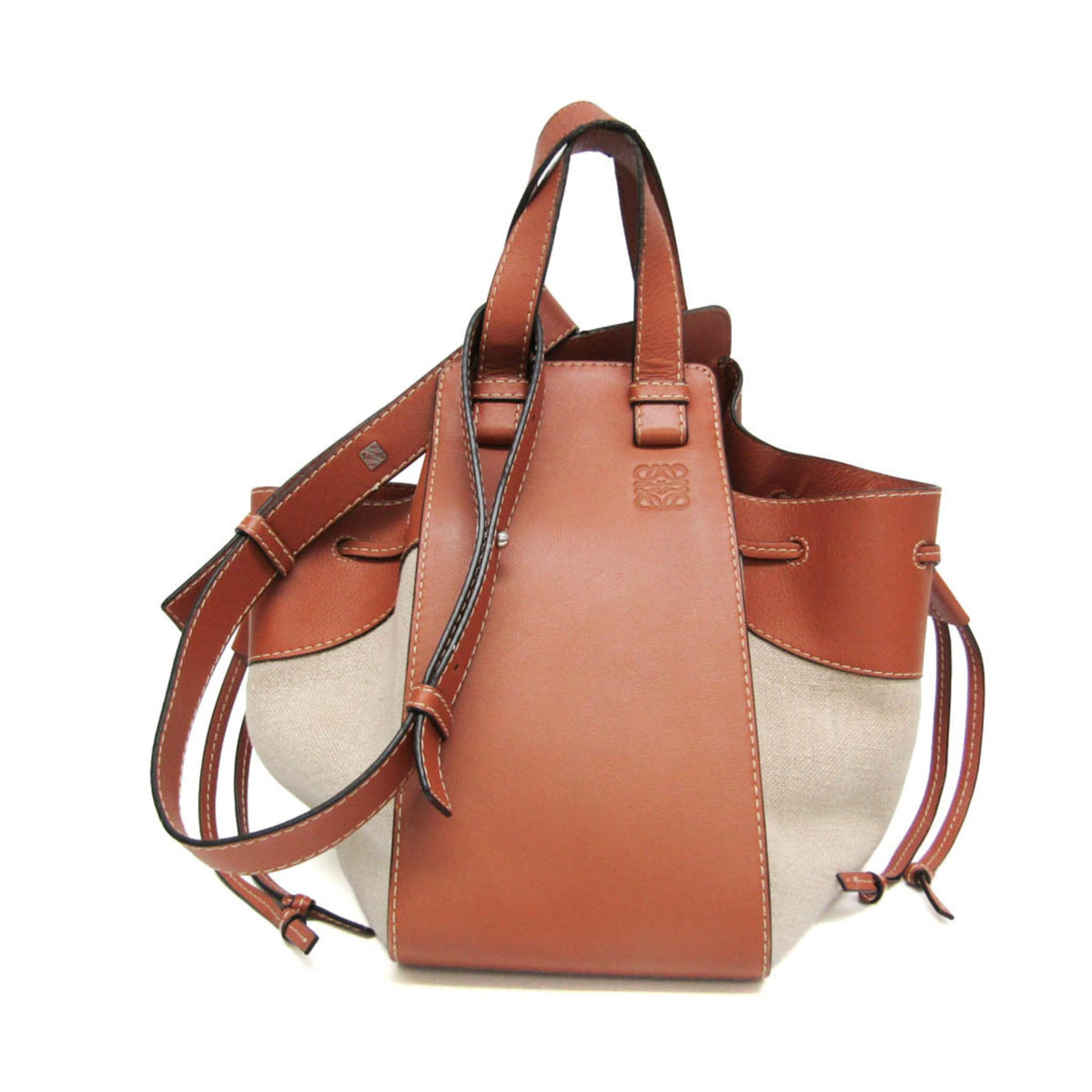 Loewe Hammock Leather And Canvas Brown Leather Handbag (Pre-Owned)