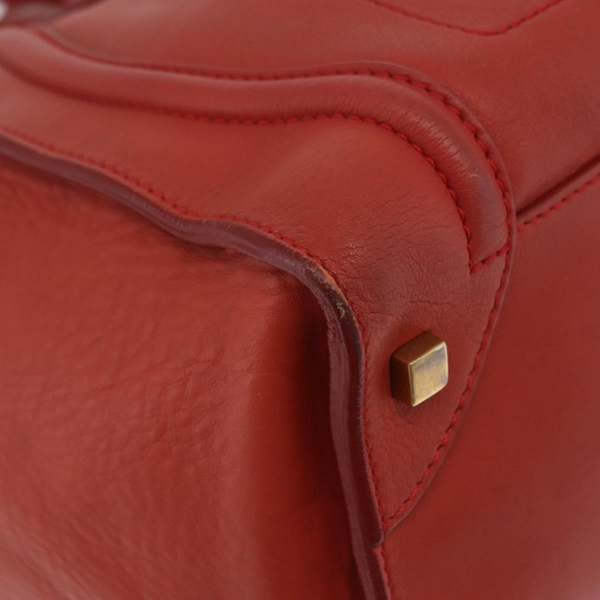 Celine Luggage Suede Red Leather Handbag (Pre-Owned)