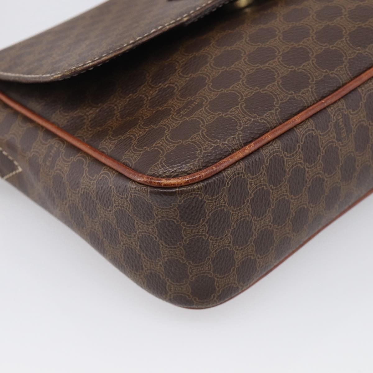 Celine Macadam Shoulder Leather Brown Canvas Crossbody Bag Bag (Pre-Owned)