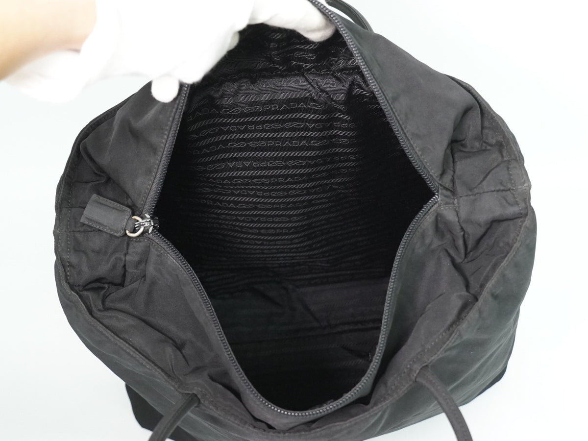 Prada Zip Tote Tessuto Black Nylon Tote Bag Bag (Pre-Owned)