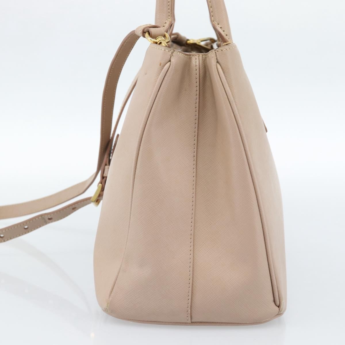 Prada Gardener's Saffiano Leather Beige Leather Tote Bag Bag (Pre-Owned)