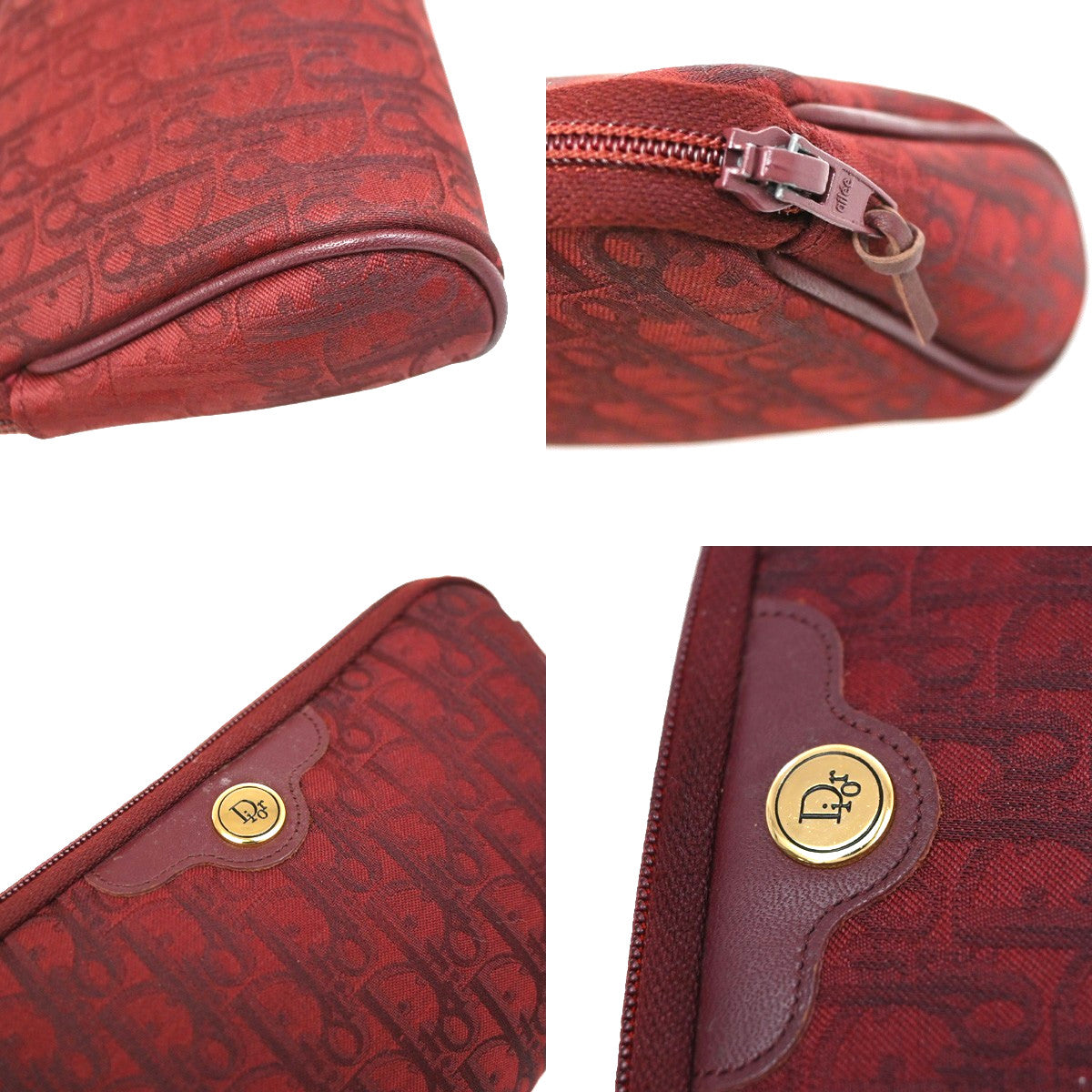 Christian Dior Vintage Trotter Canvas Red Canvas Clutche & Pouche Bag (Pre-Owned)
