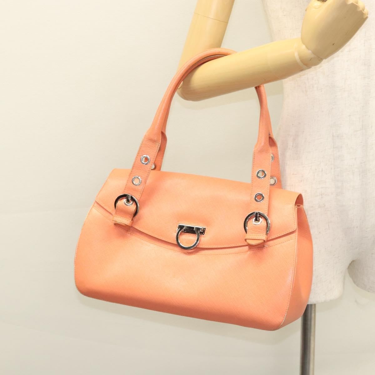 Salvatore Ferragamo Gancini Leather Orange Leather Handbag (Pre-Owned)
