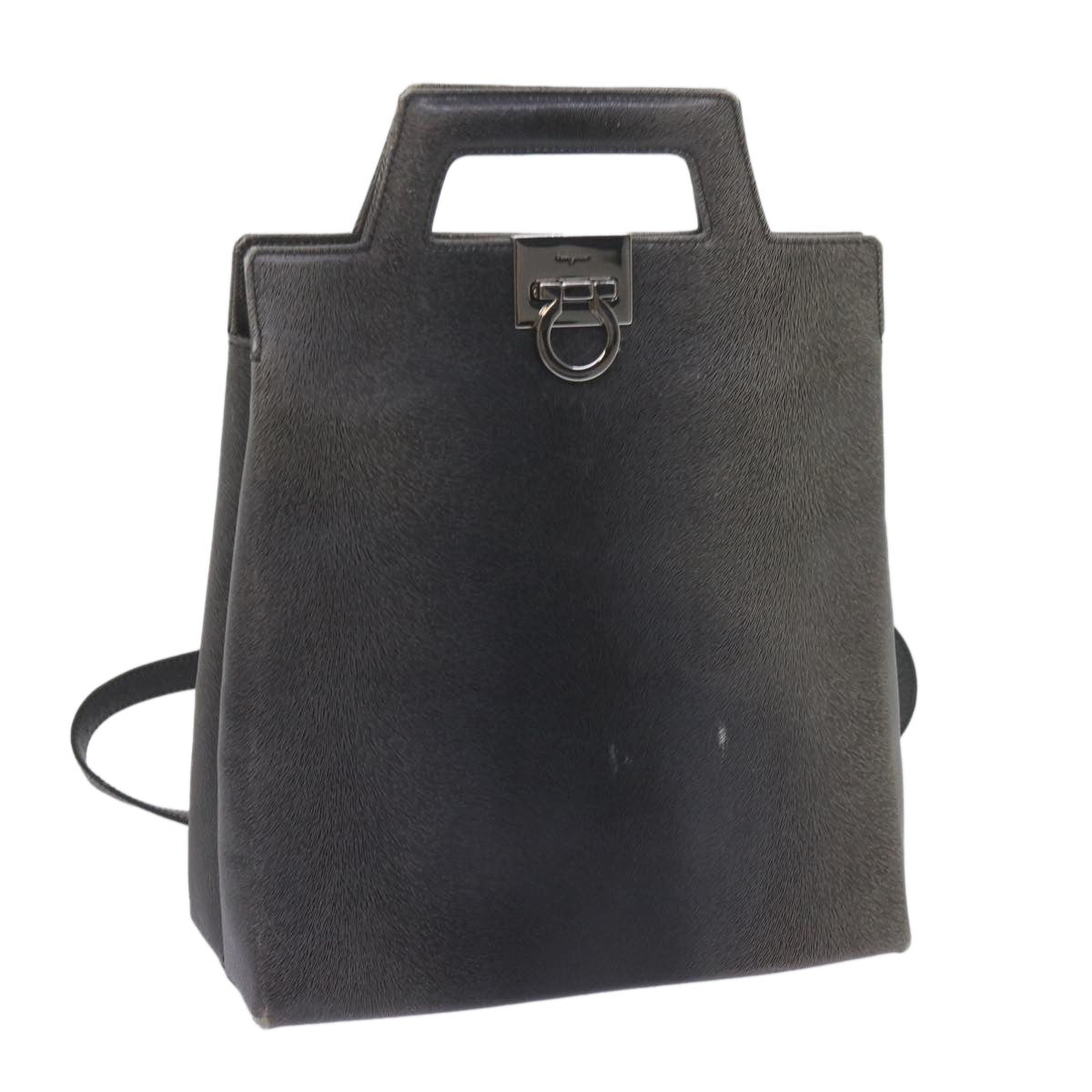 Salvatore Ferragamo Gancini Leather Gray Leather Handbag (Pre-Owned)