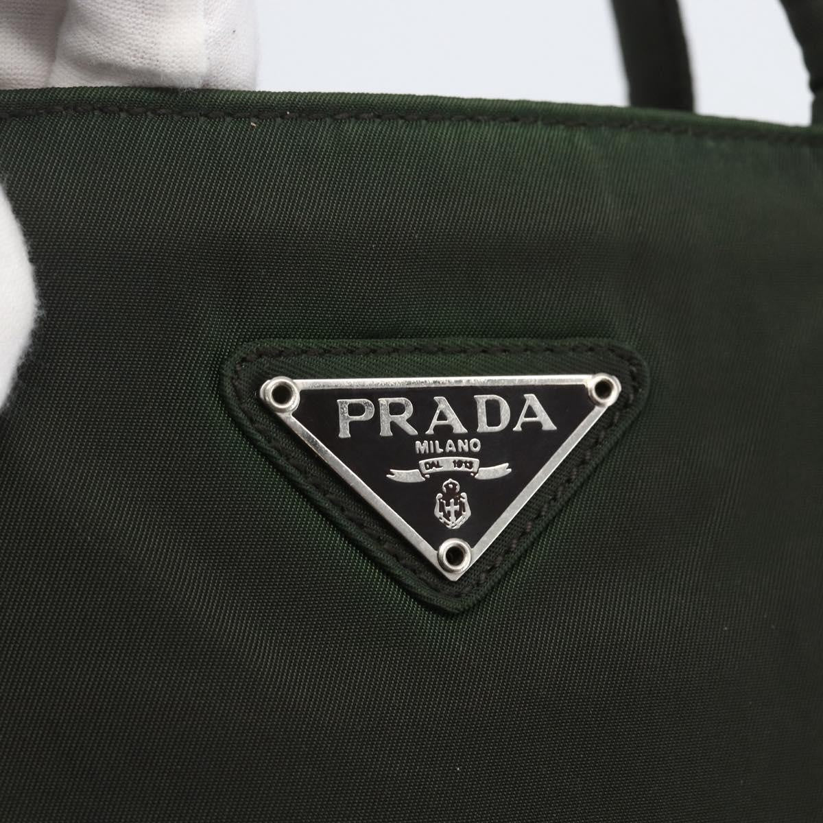 Prada Vintage Zip Tessuto Khaki Nylon Handbag (Pre-Owned)