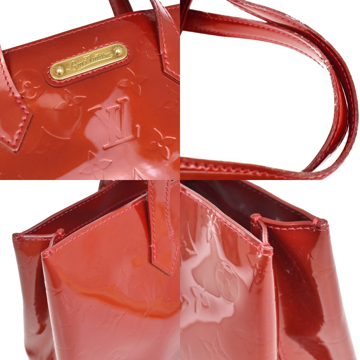 Louis Vuitton Wilshire Monogram Vernis Red Patent_Leather Handbag (Pre-Owned)