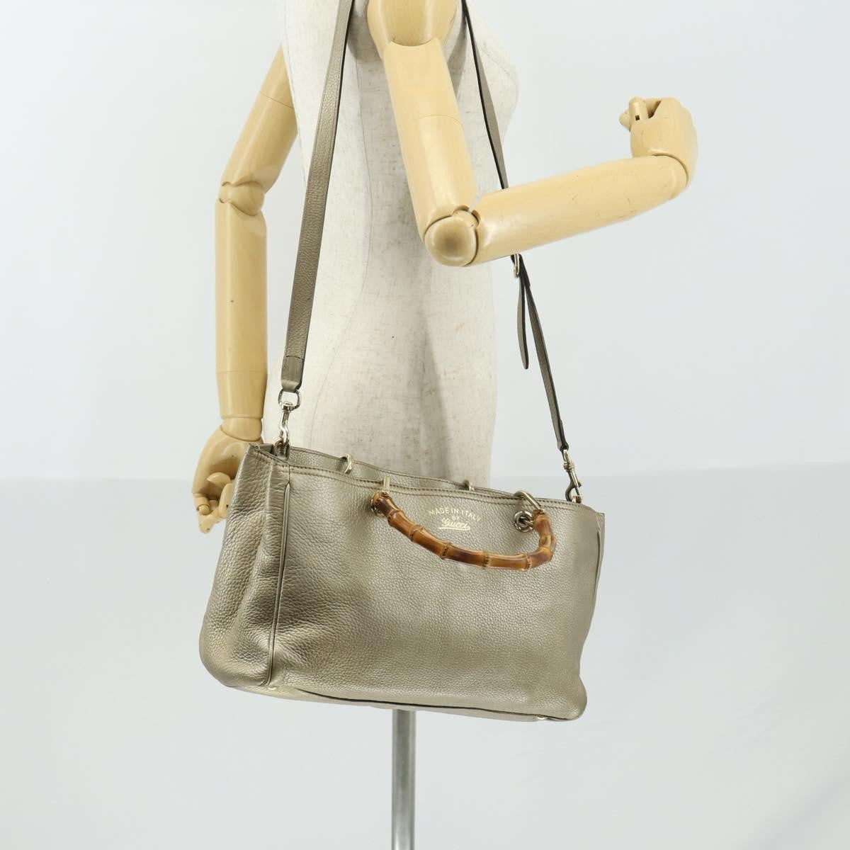 Gucci Bamboo Shopper Leather Beige Leather Tote Bag Bag (Pre-Owned)