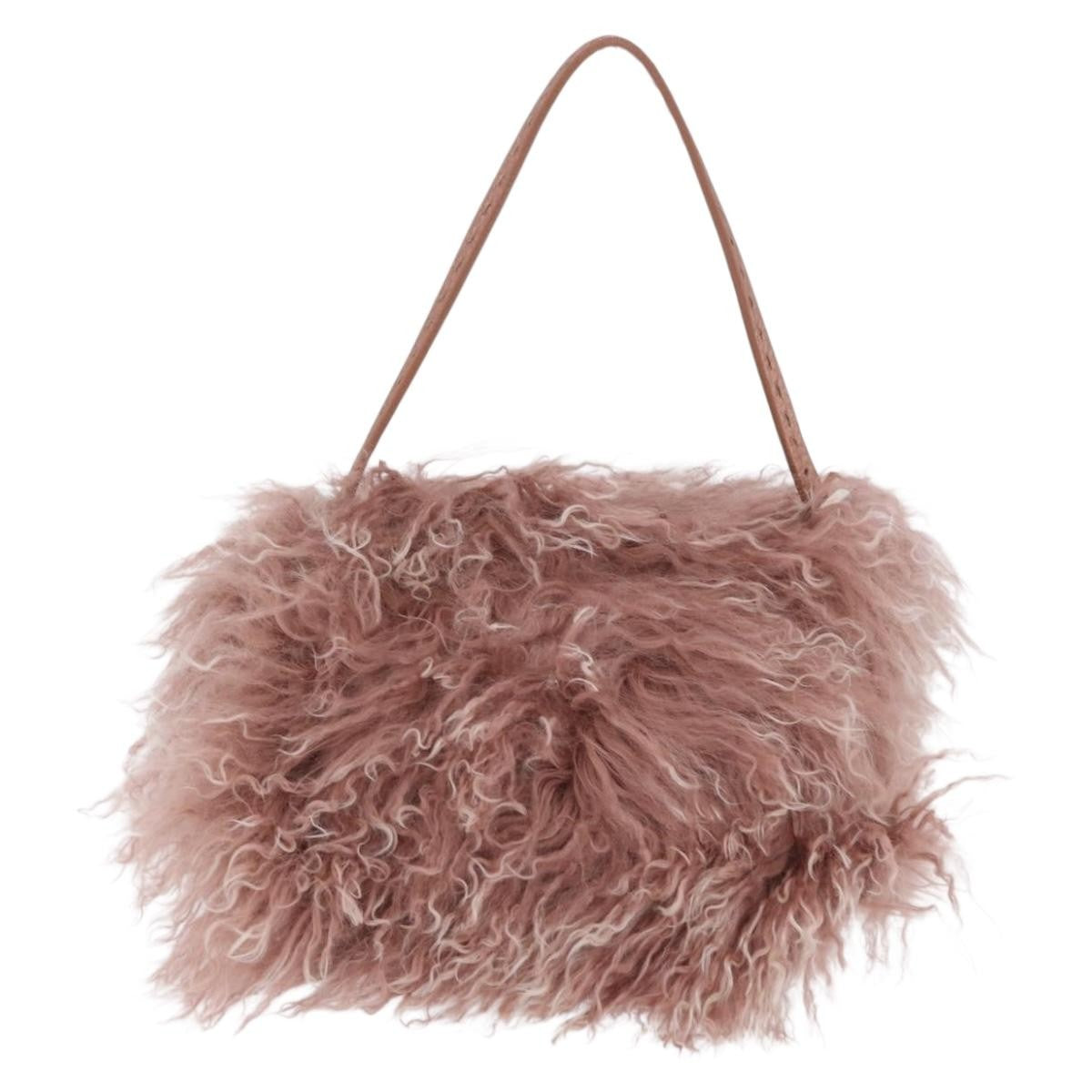 Fendi Selleria Selleria Pink Wool Handbag (Pre-Owned)