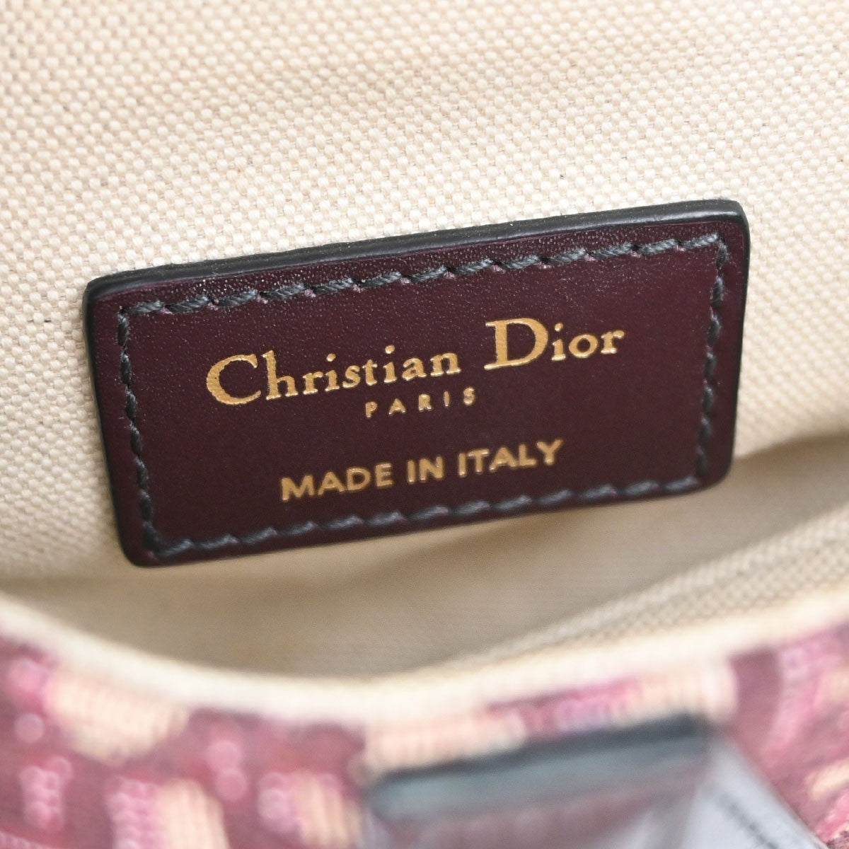 Christian Dior Saddle Logo Embroidered Canvas Burgundy Canvas Handbag (Pre-Owned)