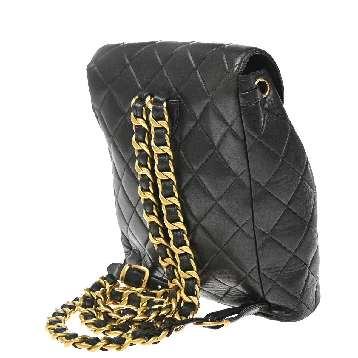 Chanel Duma Drawstring Quilted Leather Black Leather Backpack Bag (Pre-Owned)