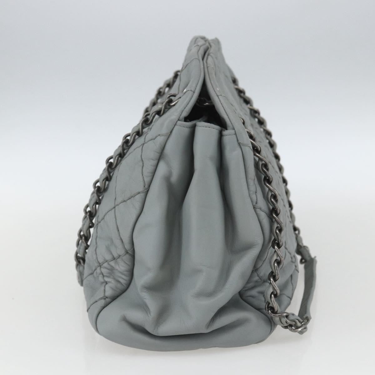 Chanel Just Mademoiselle Quilted Leather Gray Leather Shoulder Bag Bag (Pre-Owned)