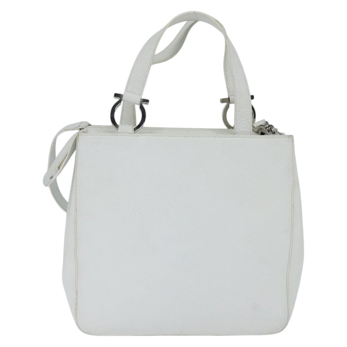 Salvatore Ferragamo Gancini Leather White Leather Handbag (Pre-Owned)