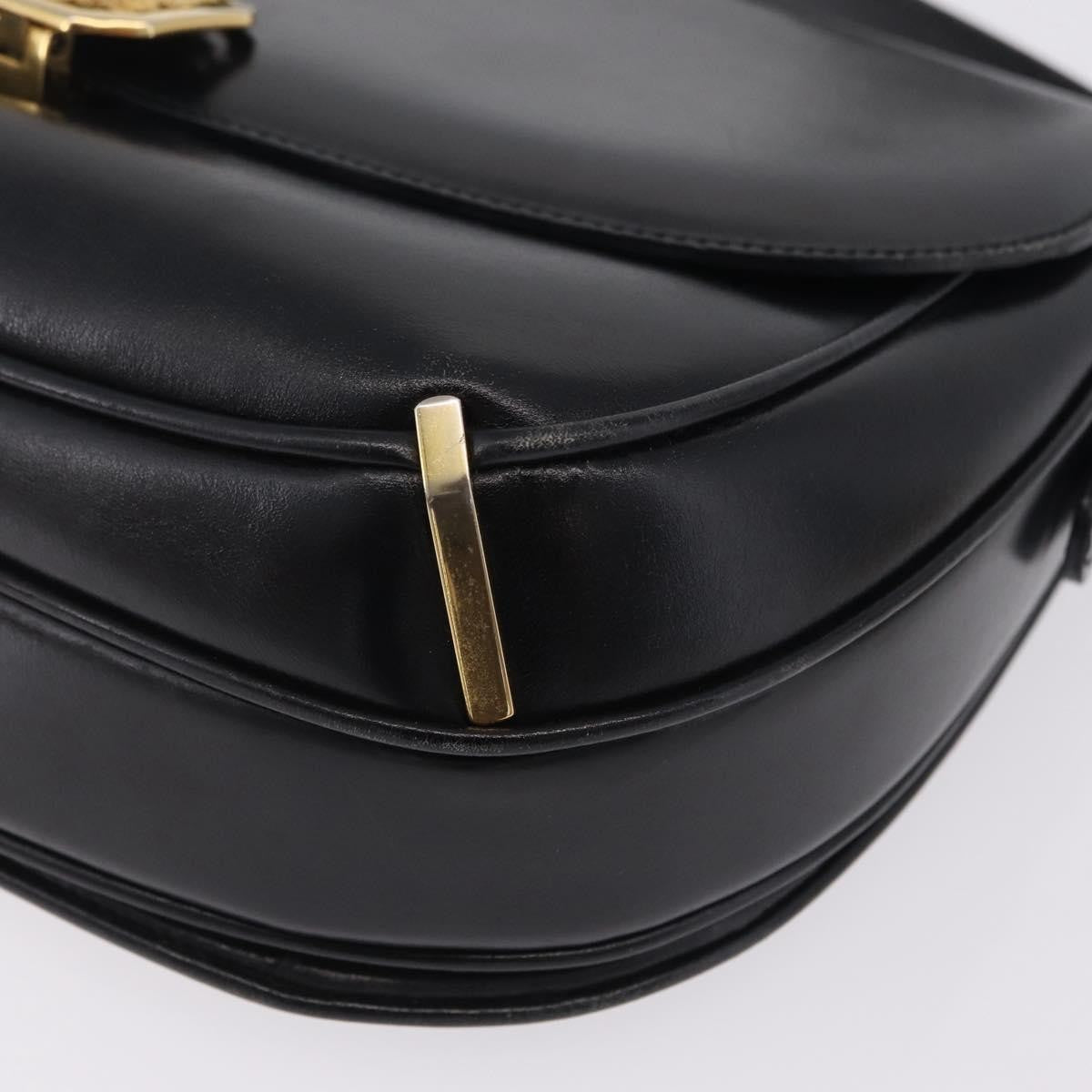 Celine Shoulder Leather Black Leather Shoulder Bag Bag (Pre-Owned)