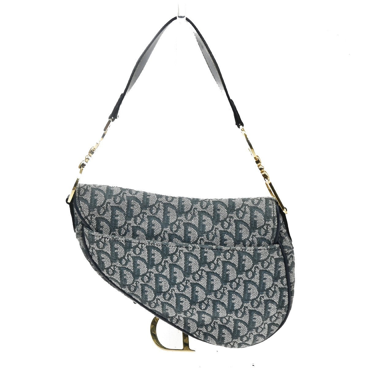 Christian Dior Saddle Oblique Canvas Navy Canvas Handbag (Pre-Owned)