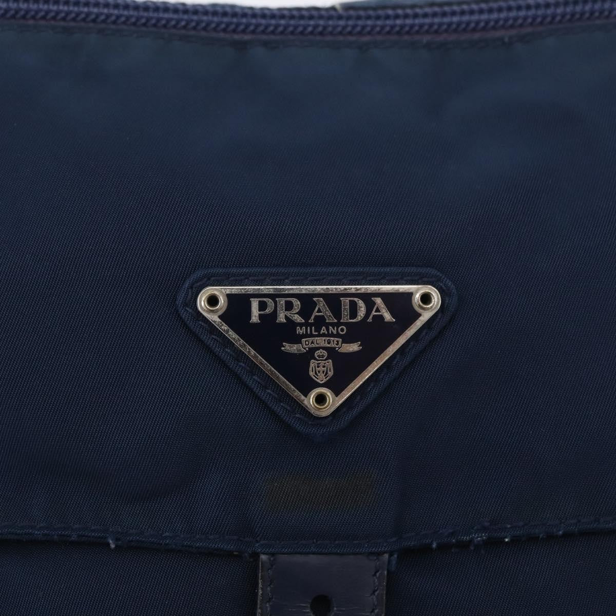Prada Buckle Messenger Tessuto Navy Nylon Handbag (Pre-Owned)