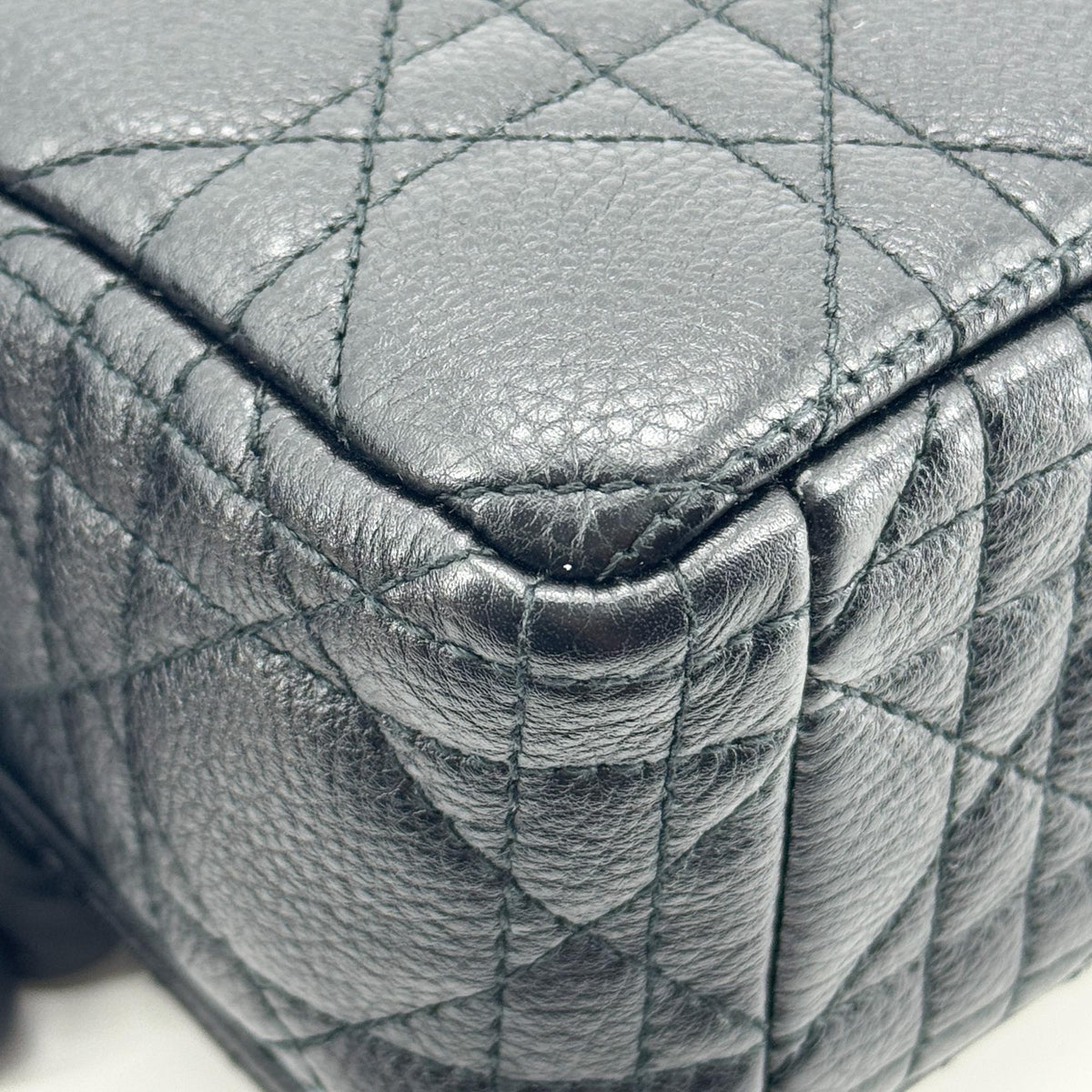 Christian Dior Caro Cannage Quilt Calfskin Black Leather Handbag (Pre-Owned)