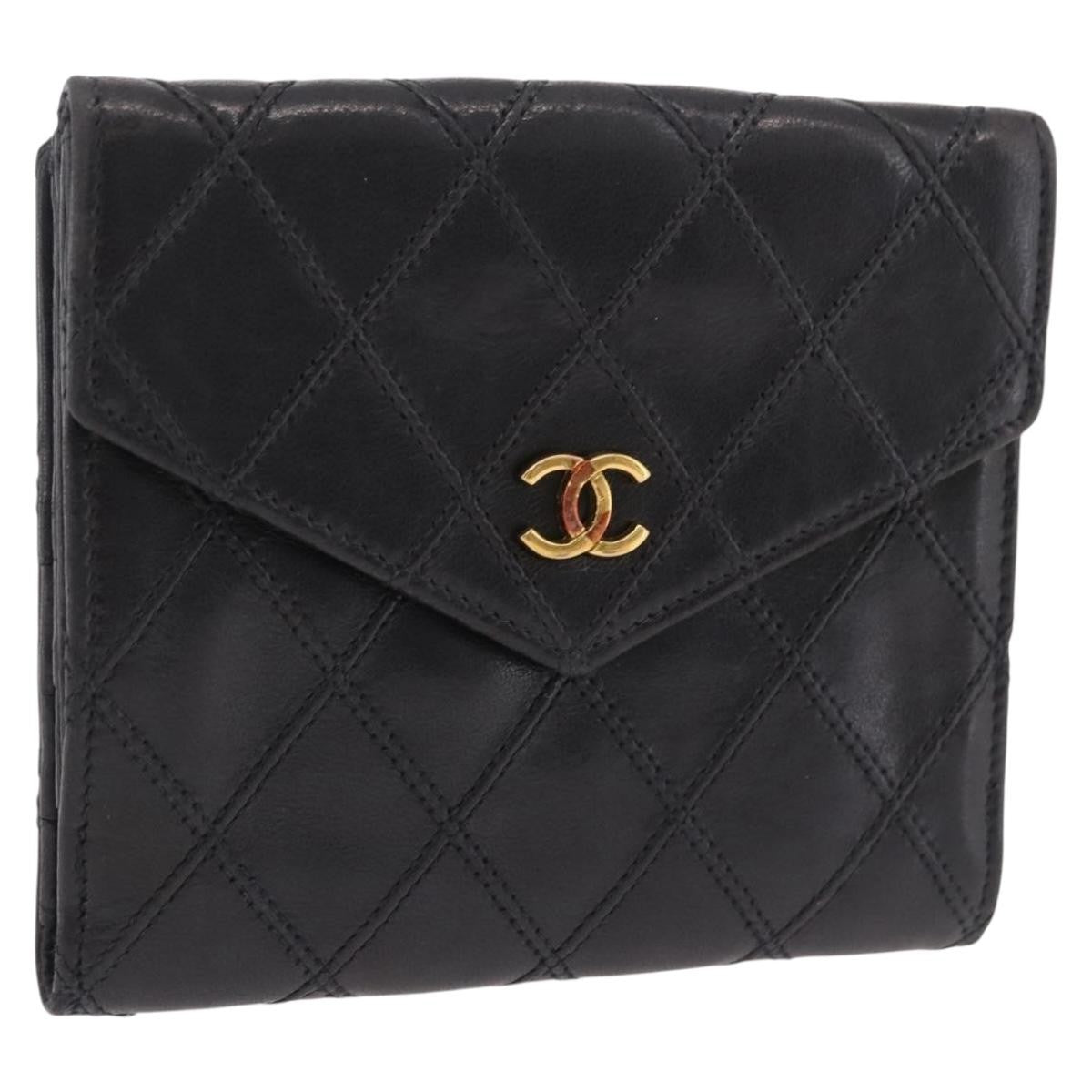 Chanel Cc Compact Quilted Caviar Black Leather Wallets Accessory (Pre-Owned)