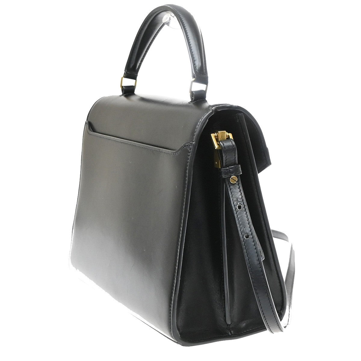 Saint Laurent Cassandra Leather Black Leather Shoulder Bag Bag (Pre-Owned)