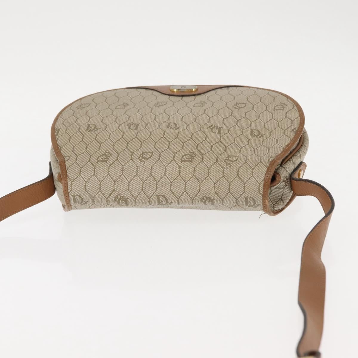Christian Dior Vintage Honeycomb Flap Coated Canvas Beige Canvas Bag (Pre-Owned)