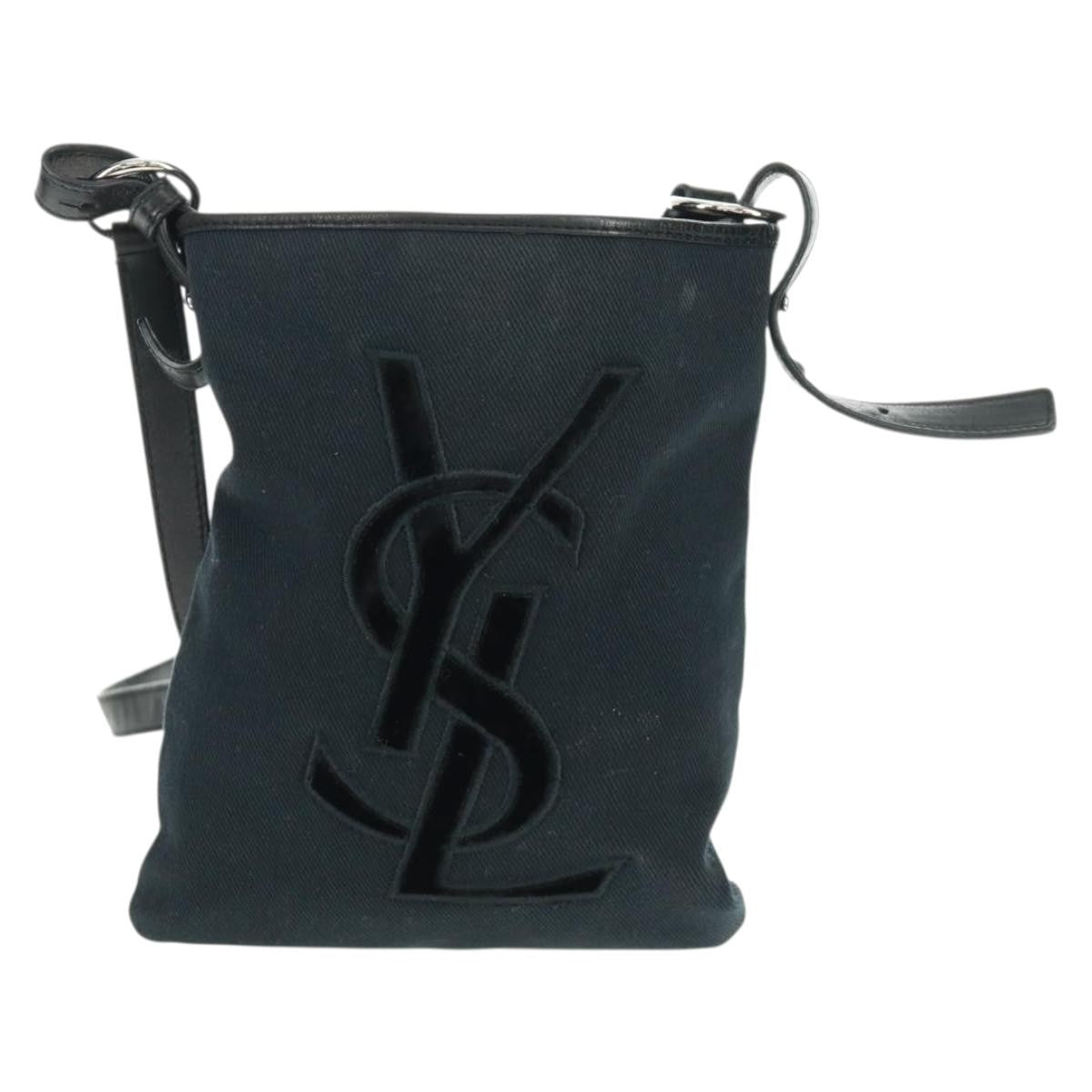 Saint Laurent Vintage Canvas Black Canvas Handbag (Pre-Owned)