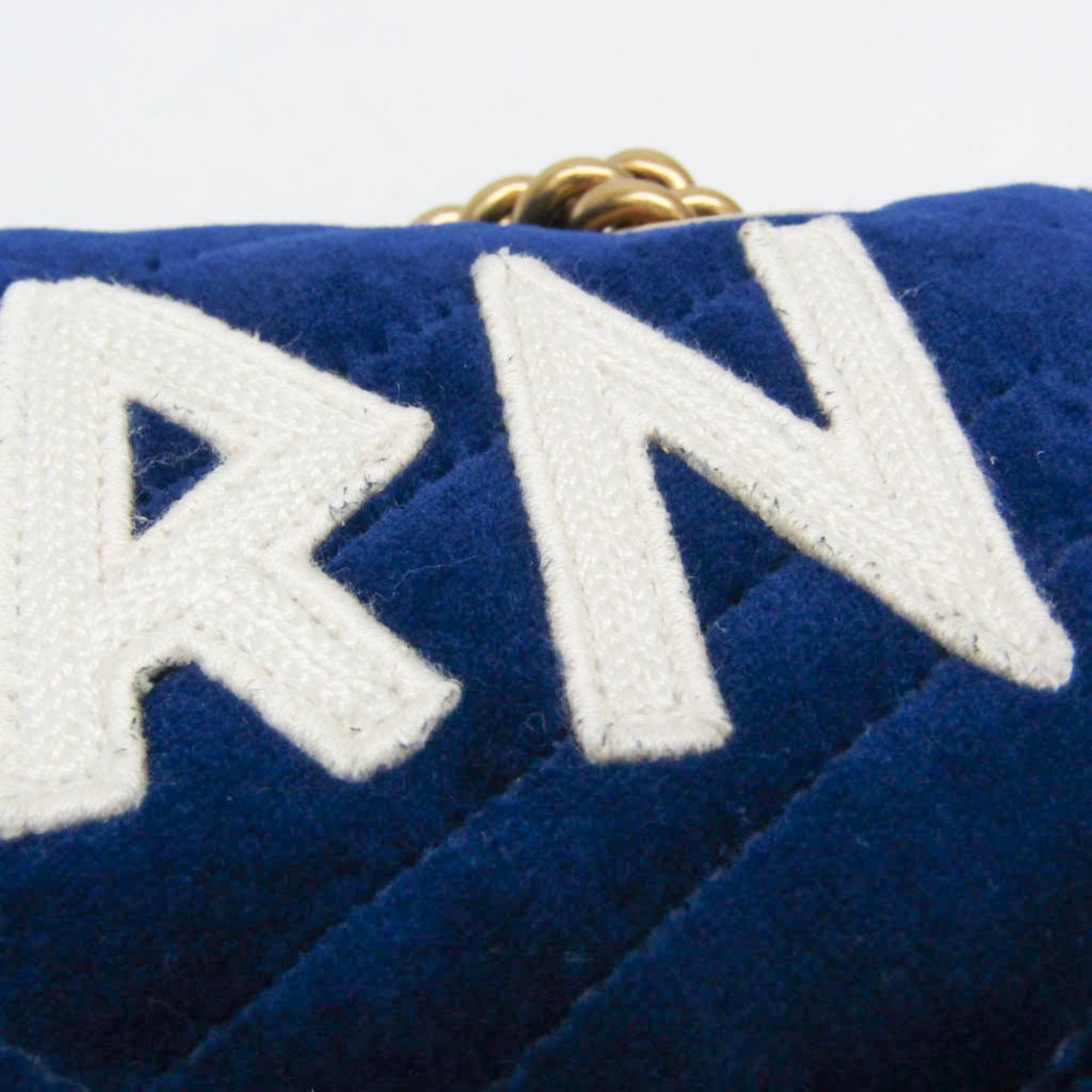 Gucci Gg Marmont Flap Embroidered Matelasse Velvet Blue Velvet Shoulder Bag Bag (Pre-Owned)