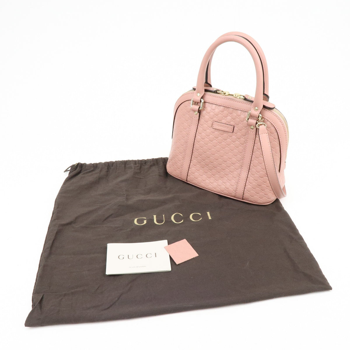 Gucci Gg Charm Convertible Dome Satchel Guccissima Leather Pink Leather Handbag (Pre-Owned)