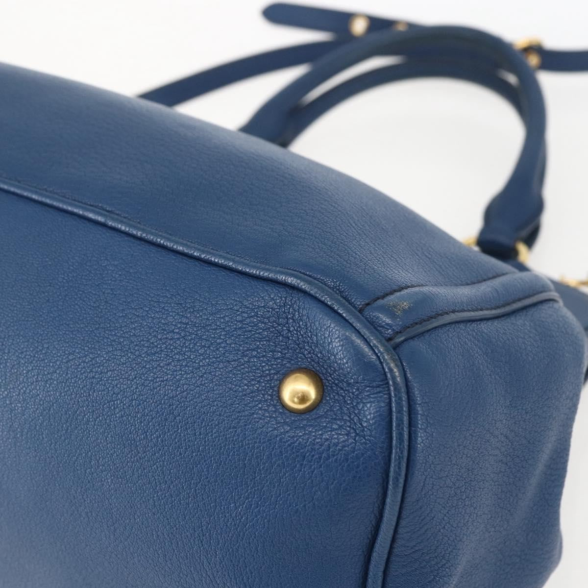 Miu Miu Vintage Leather Blue Leather Tote Bag Bag (Pre-Owned)