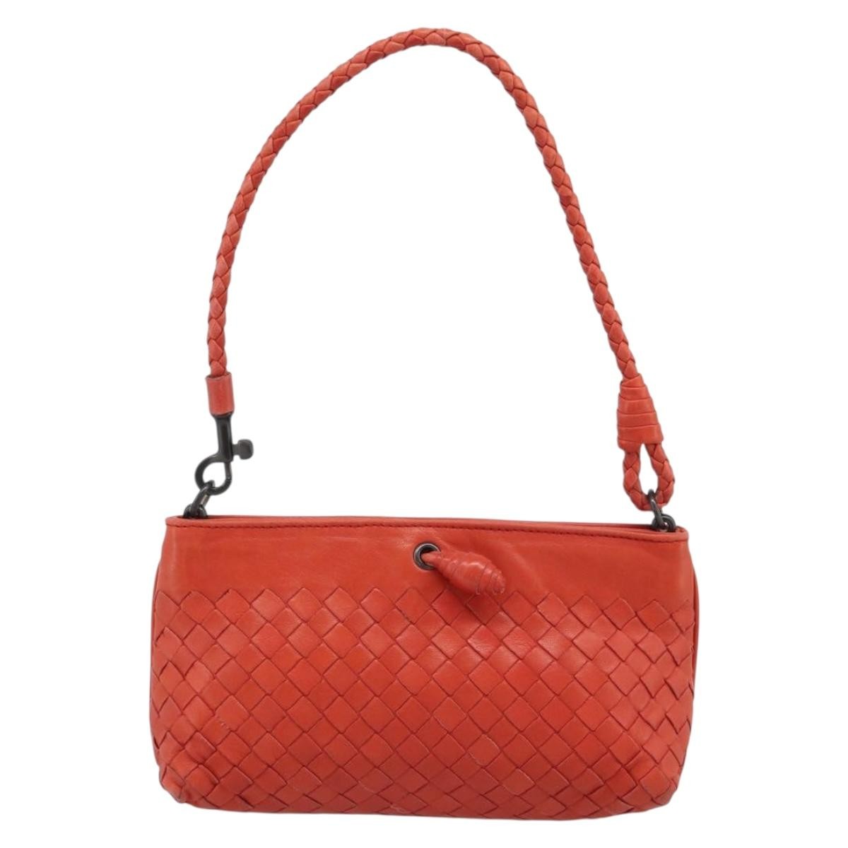 Bottega Veneta Zip Clutch Leather With Intrecciato Snakeskin Detail Red Leather Clutche & Pouche Bag (Pre-Owned)