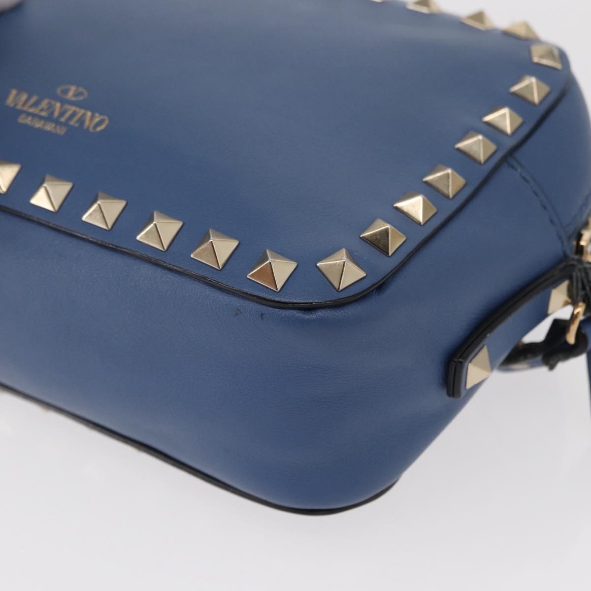 Valentino Garavani Rockstud Camera Leather Blue Leather Clutche & Pouche Bag (Pre-Owned)
