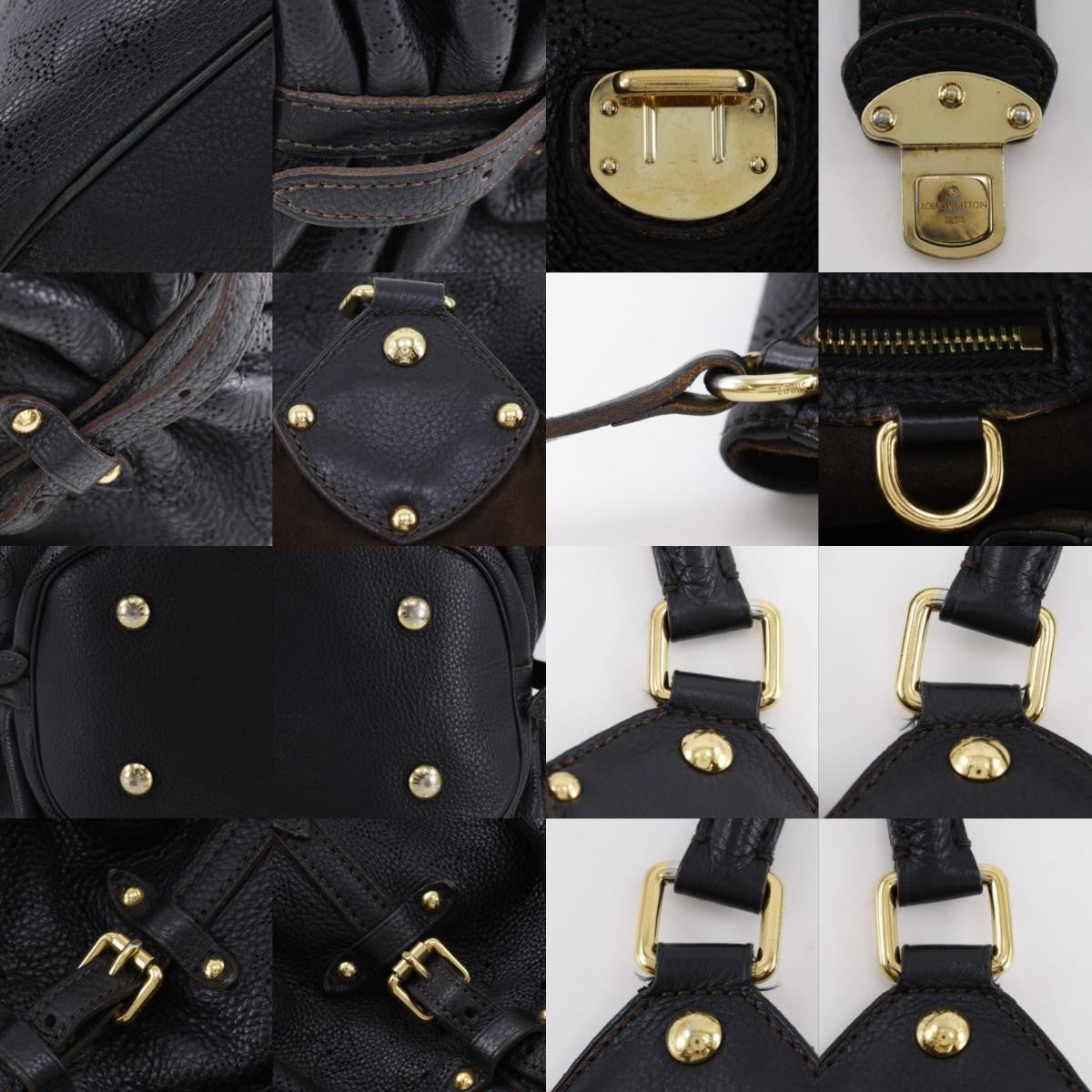 Louis Vuitton L Hobo Mahina Leather Black Leather Shoulder Bag Bag (Pre-Owned)