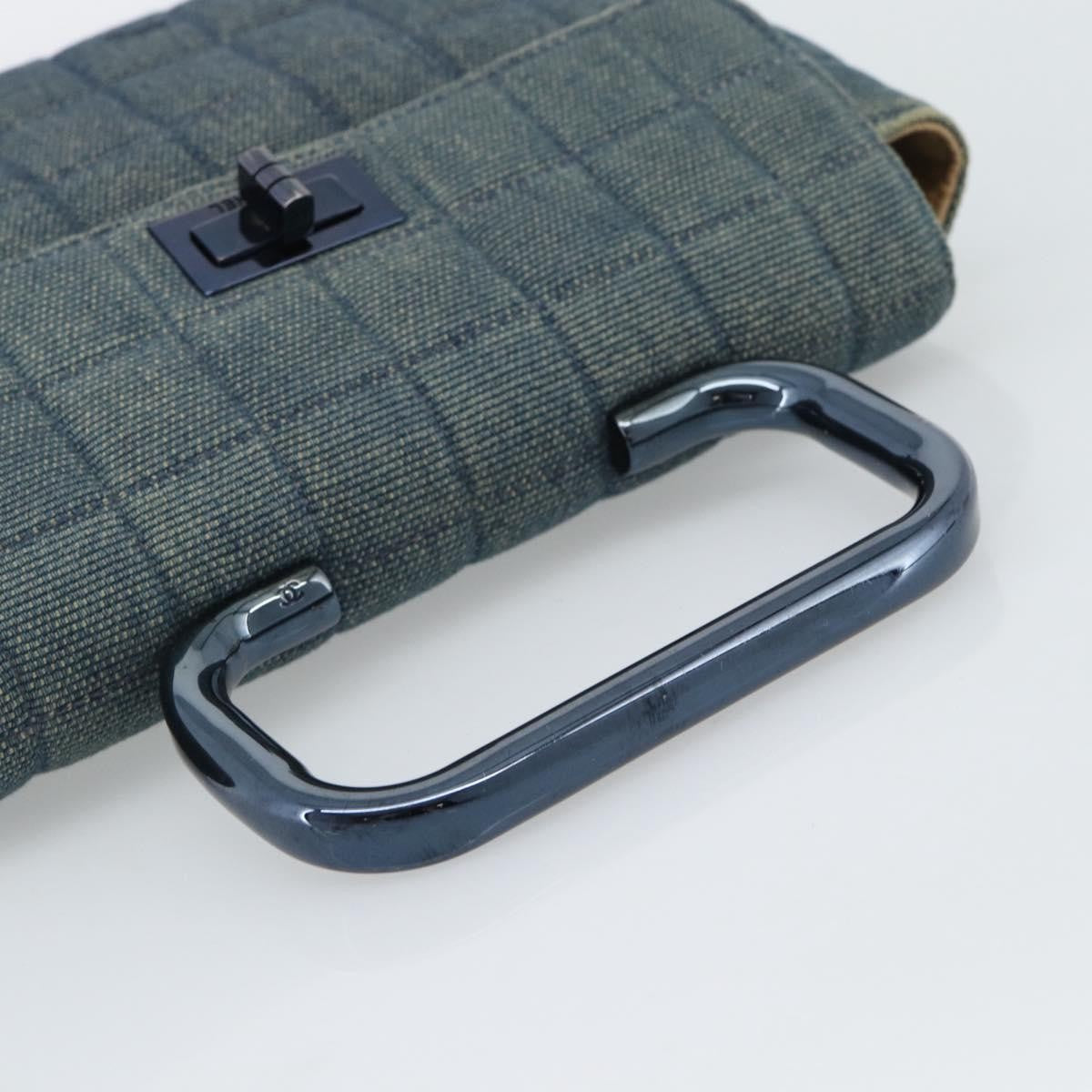 Chanel Chocolate Bar Mademoiselle Top Handle Quilted Denim Blue Canvas Handbag (Pre-Owned)