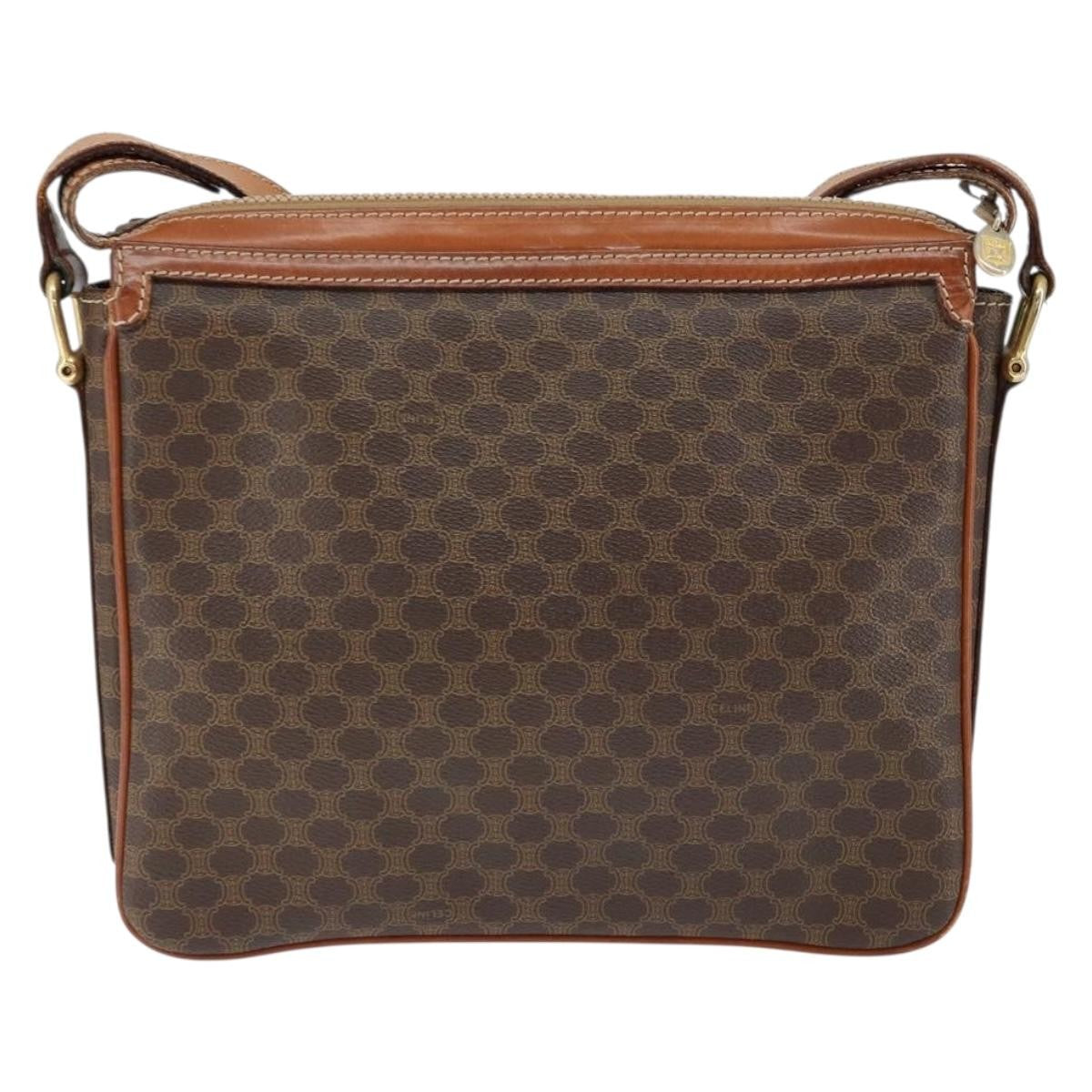 Celine Macadam Shoulder Pvc Leather Brown Canvas Shoulder Bag Bag (Pre-Owned)