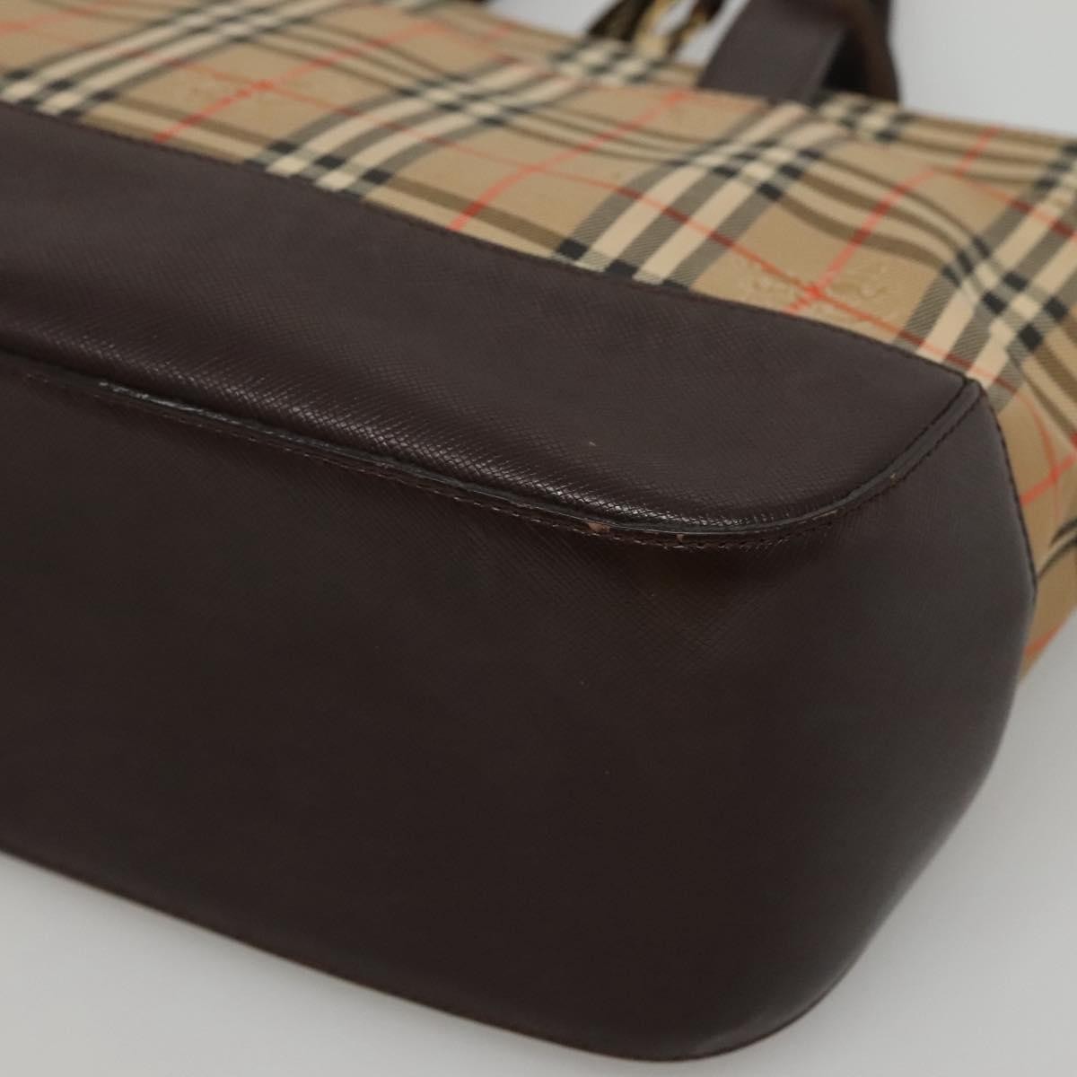 Burberry Nova Check Tote Canvas Check Pattern Beige Canvas Handbag (Pre-Owned)