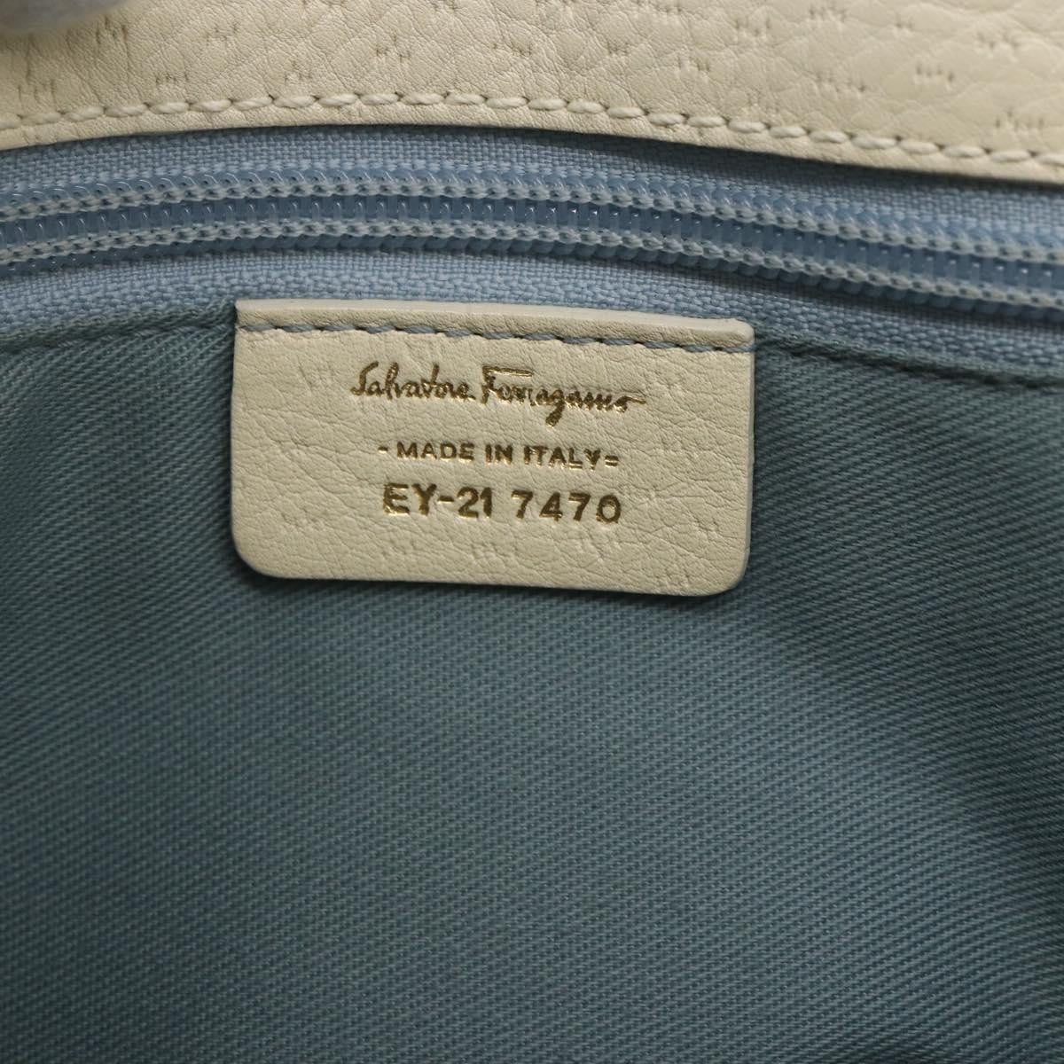 Salvatore Ferragamo Gancini Leather White Leather Handbag (Pre-Owned)