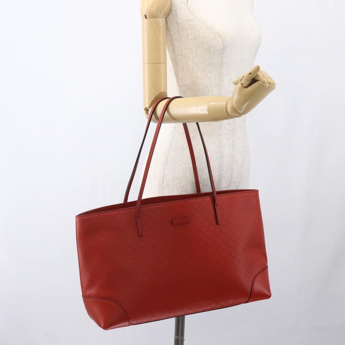 Gucci Bright Tote Diamante Leather Red Leather Tote Bag Bag (Pre-Owned)