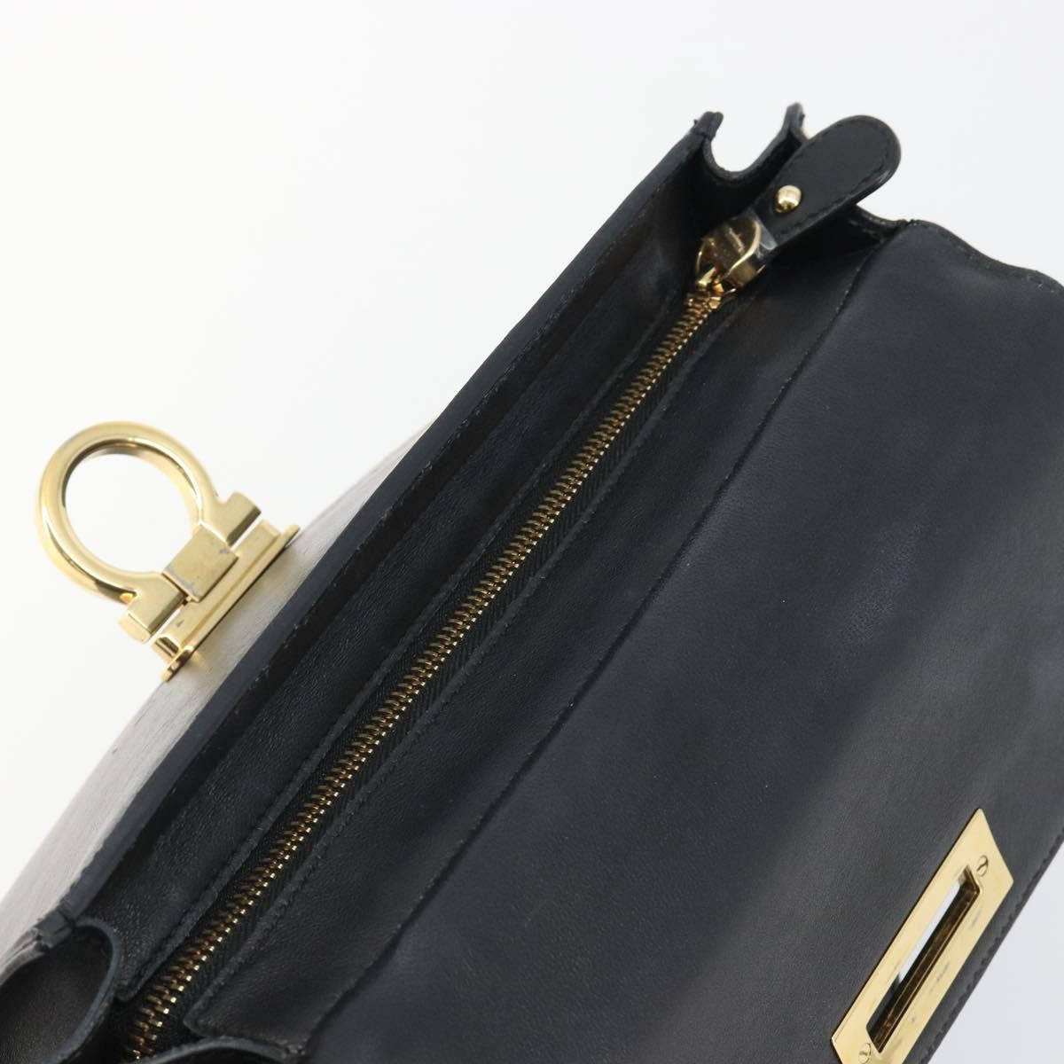 Salvatore Ferragamo Sofia Satchel Smooth Leather Black Leather Handbag (Pre-Owned)