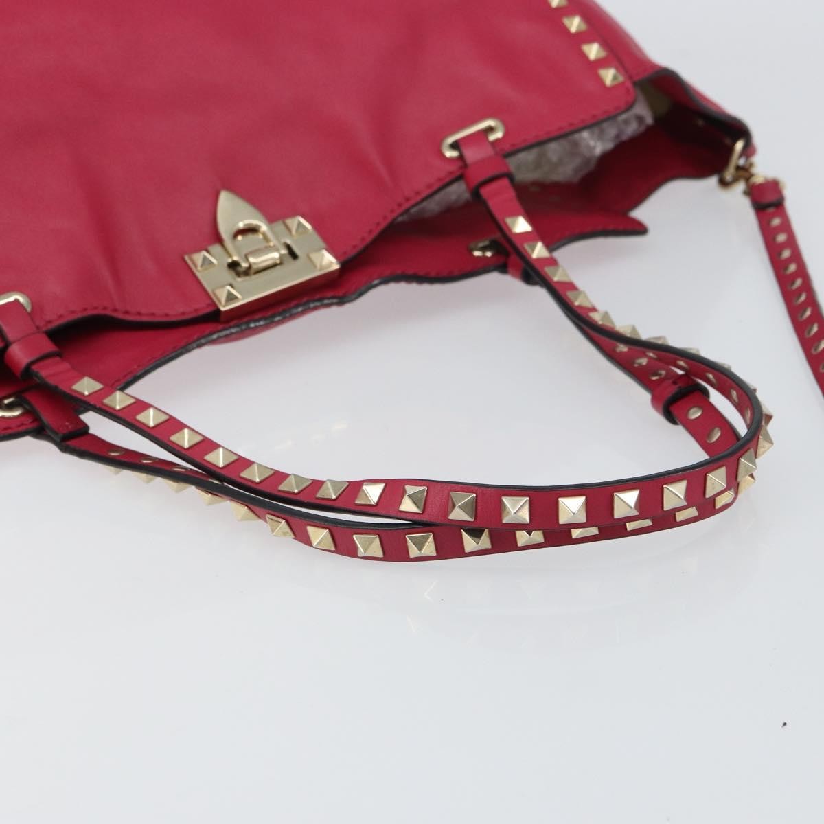 Valentino Garavani Rockstud Tote Soft Leather Pink Leather Tote Bag Bag (Pre-Owned)
