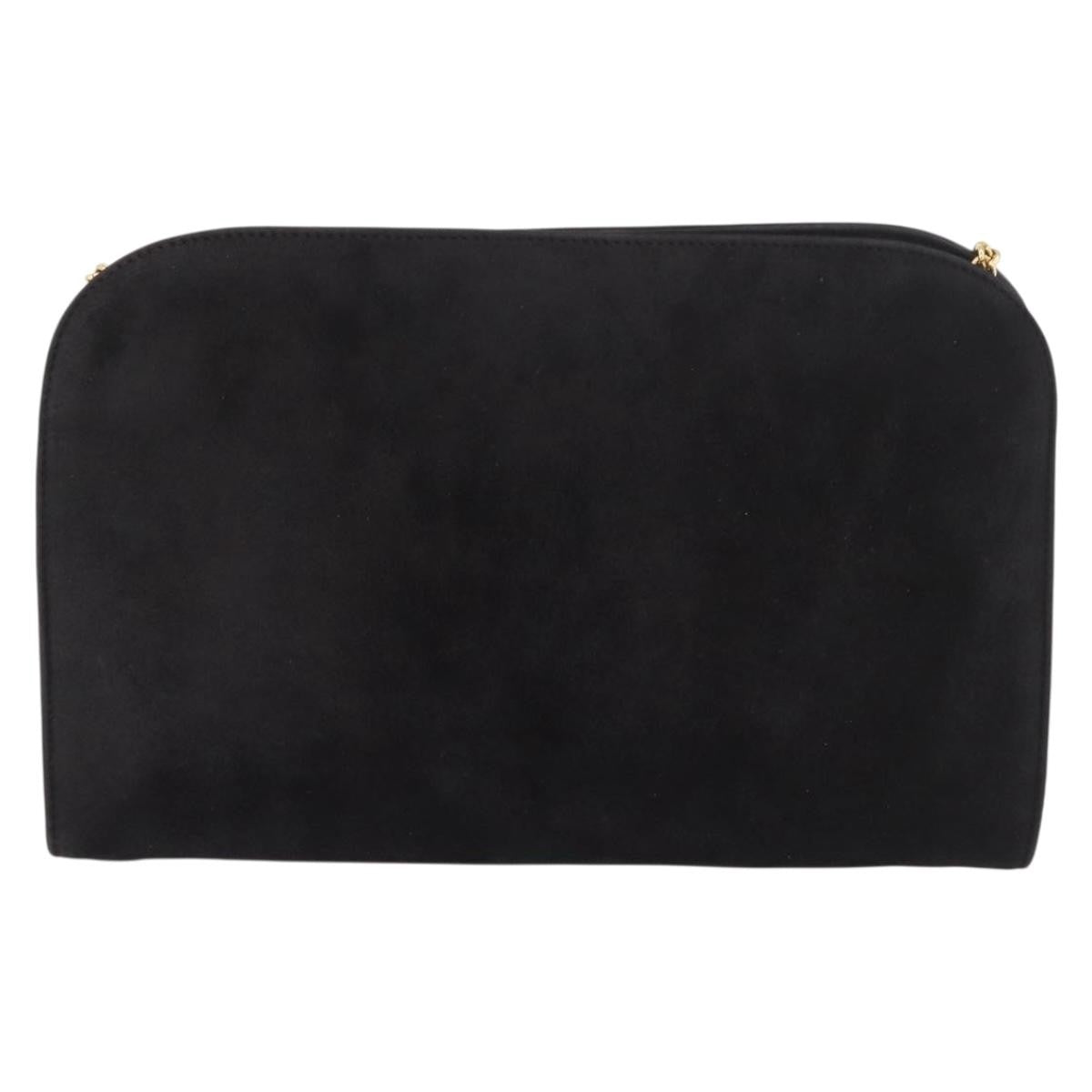 Salvatore Ferragamo Gancini Chain Suede Black Suede Shoulder Bag Bag (Pre-Owned)