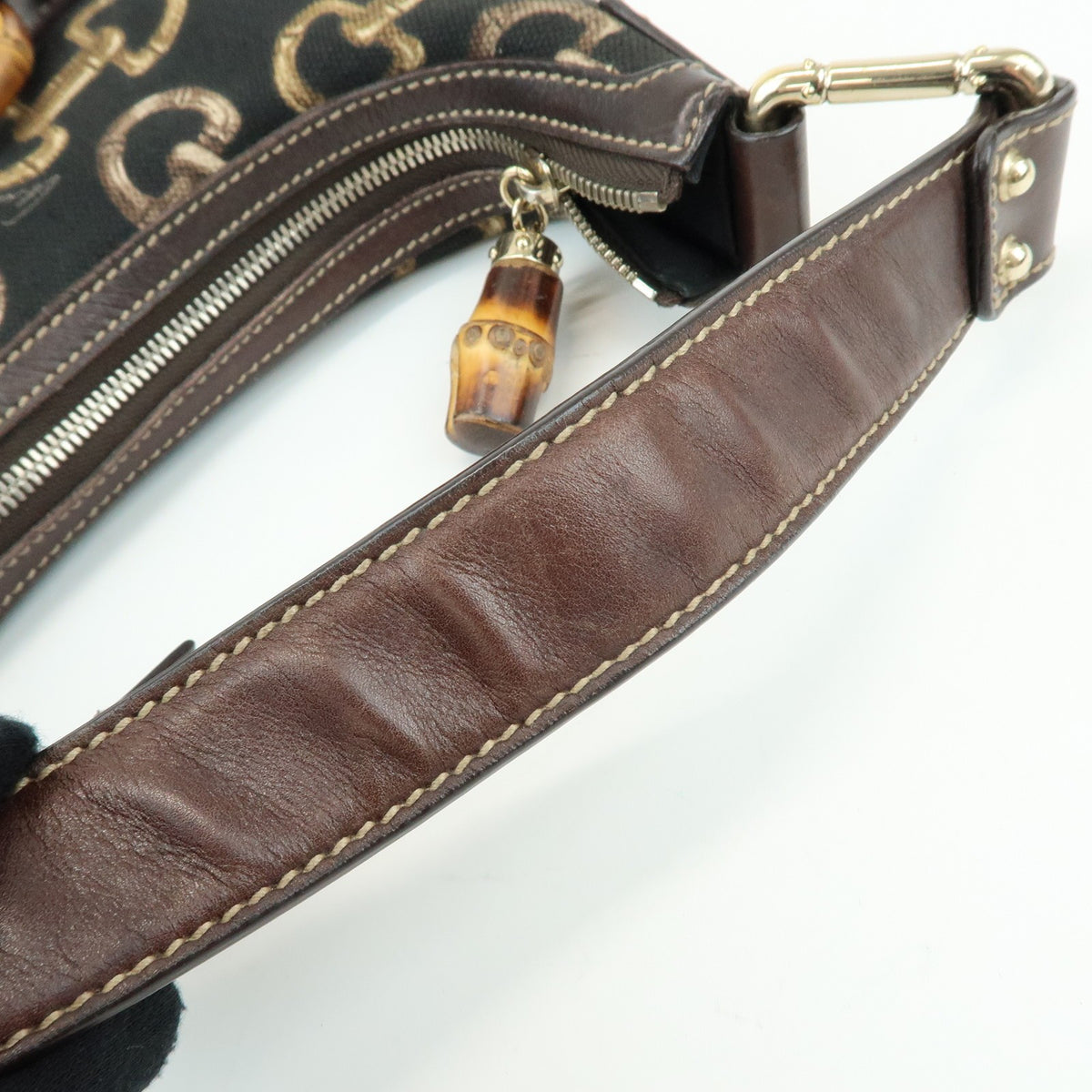 Gucci Horsebit Gg Canvas And Leather Brown Canvas Tote Bag Bag (Pre-Owned)
